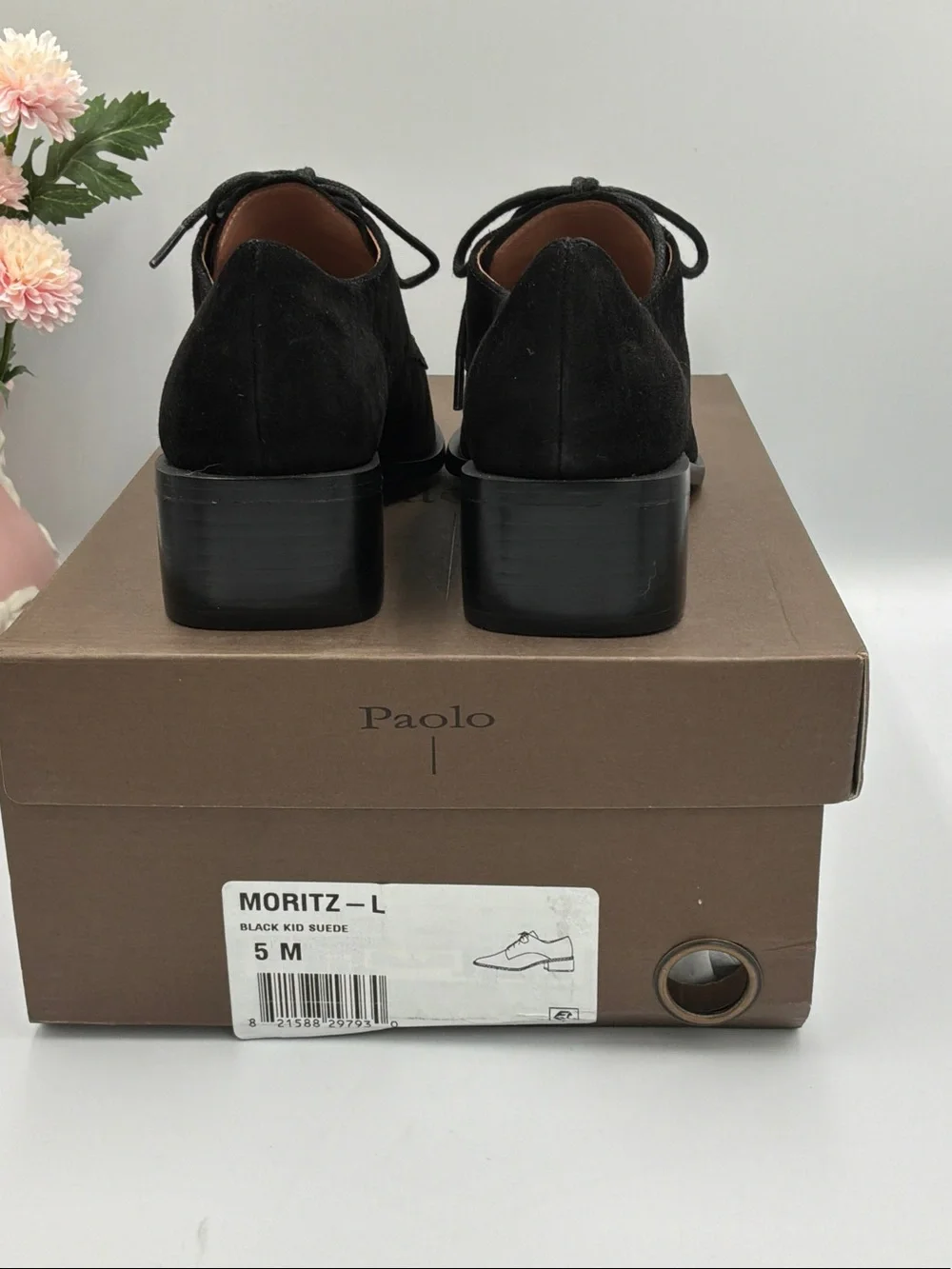 Paolo Black Suede Lace-Up Oxfords